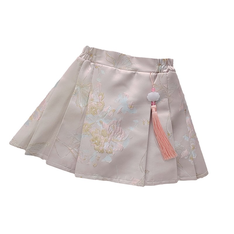 女童春秋短款马面裙新中式中国风半身裙2024新款古风百褶裙洋气潮