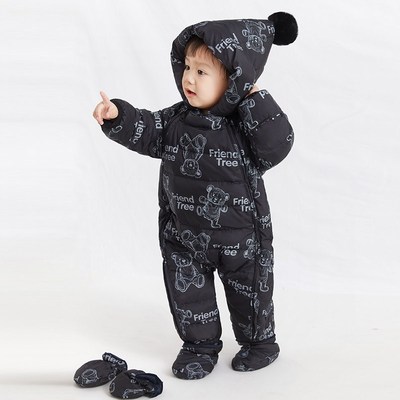 婴儿羽绒服连体衣男宝女宝加厚外出服婴幼儿宝宝防风抱衣爬服冬装