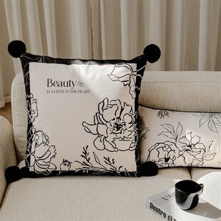 墨枝复古轻奢网红圆形抱枕客厅沙发床头靠垫枕头枕套不含芯