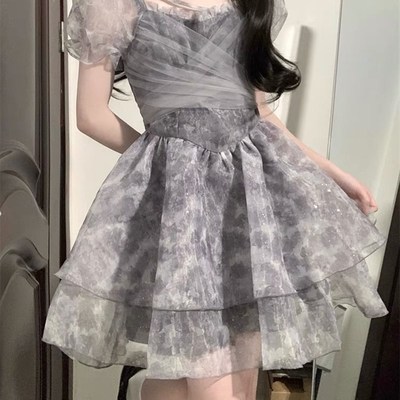 法式温柔风在逃公主网纱连衣裙夏季奶甜蓬蓬设计感小个子茶歇短裙