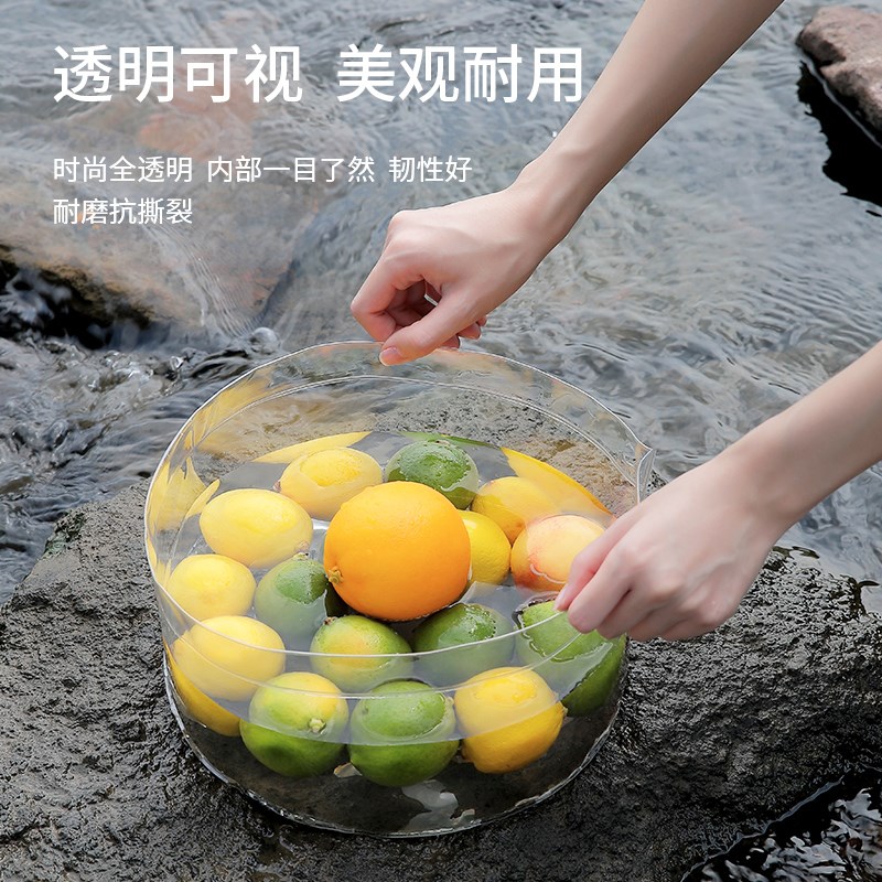 便携可折叠水盆旅行洗漱盆野炊洗水果篮透明储水桶户外出差洗脸盆