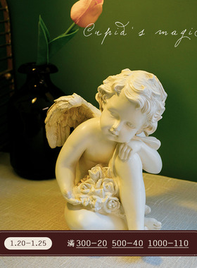 沉睡天使欧式复古摆件卧室客厅桌面美式装饰工艺品vintage雕塑