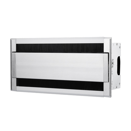 高档会议台桌面线盒双面桌上过线盒双面毛刷插座线盒带线槽铝线盒