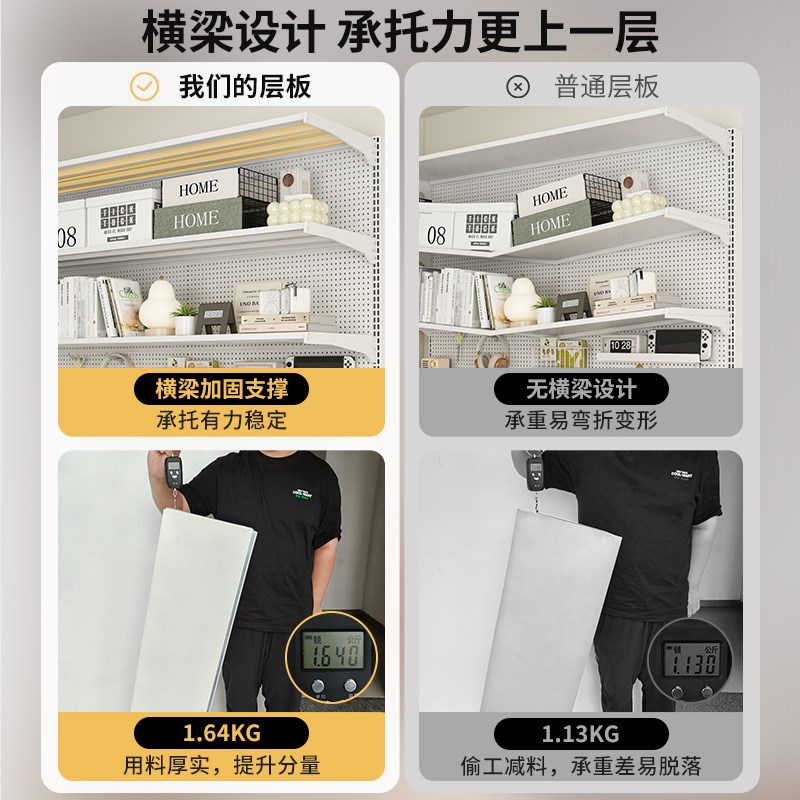 洞洞板置物架落地货架书桌上立式靠墙收纳展示架学生家用桌面书架