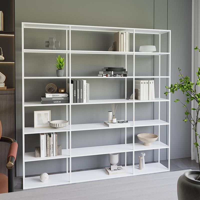 带灯置物架办公室落地展示架客厅收纳书架多功能书柜铁艺放置架子