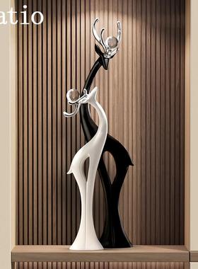 Spatio大型落地摆件招财鹿入户玄关饰品电视柜旁装饰品乔迁新居礼