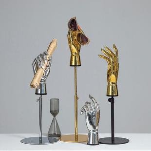 手模道具服装店橱窗陈列展示高档电镀金色银色假手模型关节手摆件