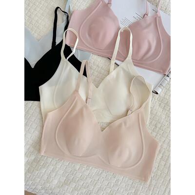 奶皮Bra~超薄内衣女大胸显小薄款无痕果冻条防下垂乳胶兔耳朵文胸