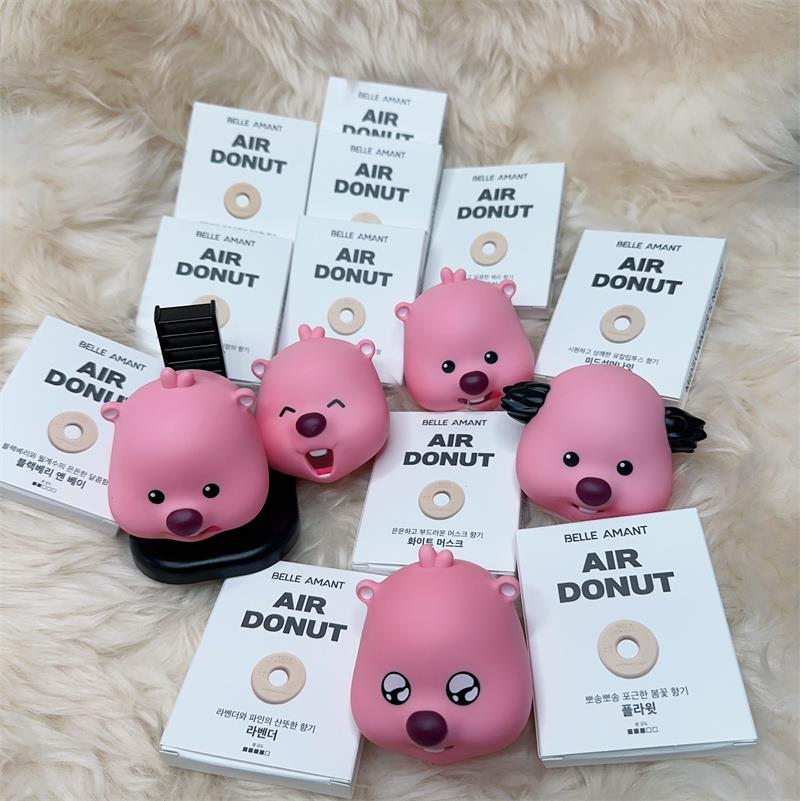 韩国正品LOOPY粉红海狸露比新款车载香薰香片室内摆件办公桌香氛