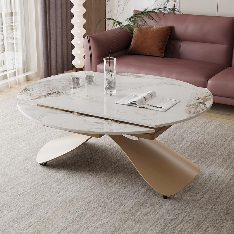 升降茶几餐桌两用一体小户型客厅家用二合一可变圆移动岩板茶几桌