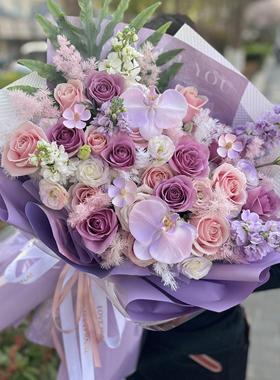 西安鲜花花店同城速递向日葵绣球混搭韩式田园风生日祝福表白花束