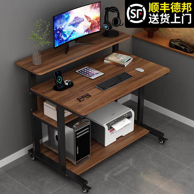 实木电脑桌台式家用桌子简易出租屋小型学生写字书桌可移动学习桌