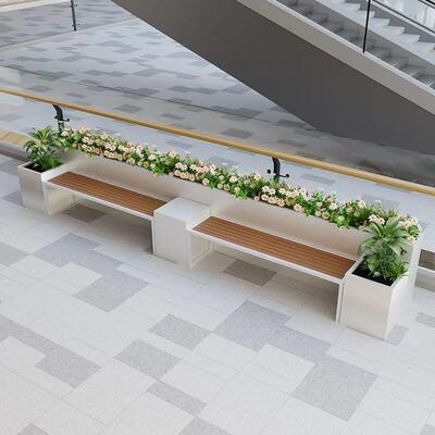 户外座椅座凳卡座花箱组合铁艺广场商业街休息凳景观花池室外阳台