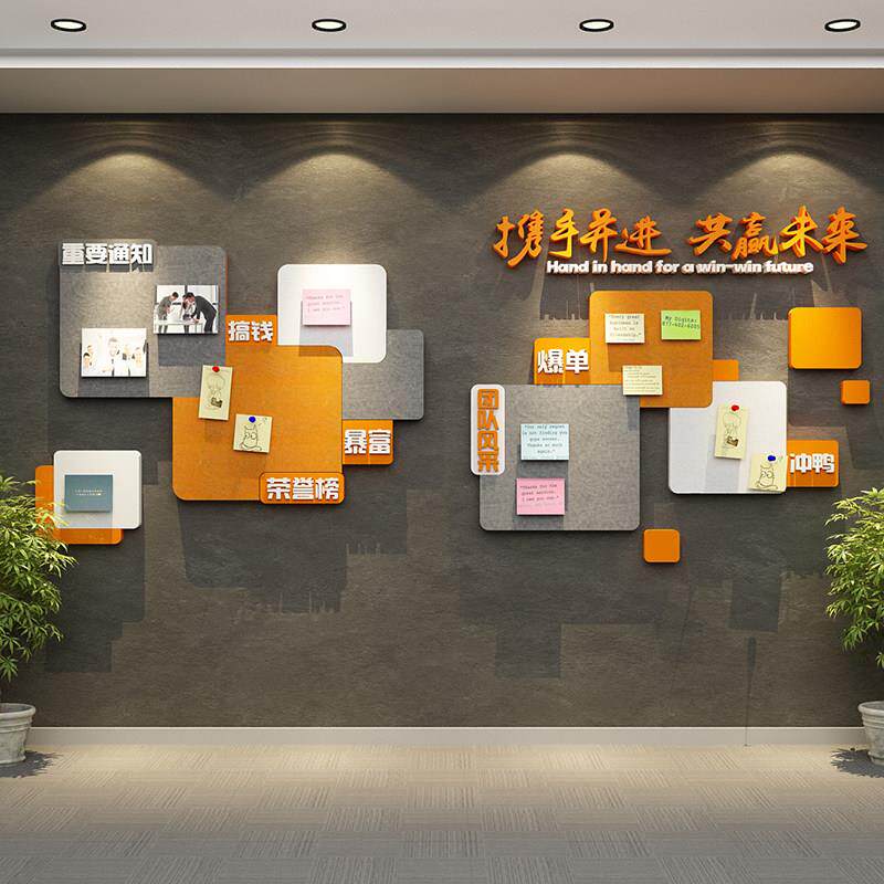 办公室墙面装饰司企业文化背景团队员工风采荣誉展示板照片公告栏