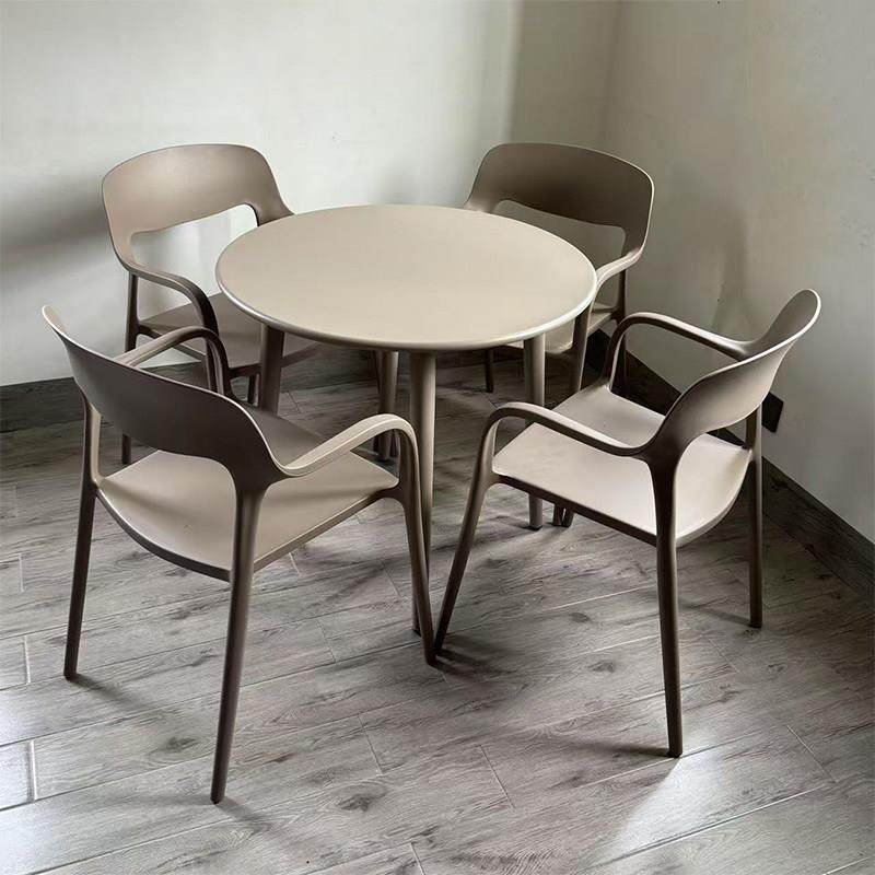 网红休闲圆桌椅组合碳钢小餐桌子阳台塑料洽谈户外奶茶店咖啡室外