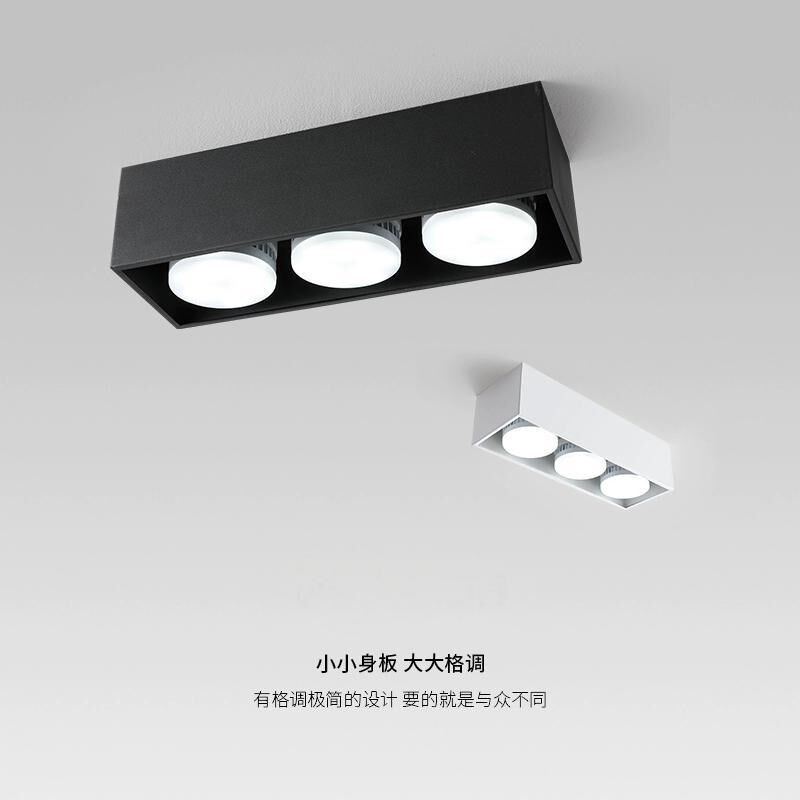 明装筒灯客厅家用可换光源三头斗胆灯吸顶全光谱店铺商用无主灯