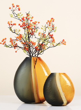 创意轻奢玻璃花瓶k摆件客厅插花干花北欧现代美式餐桌电视柜装饰