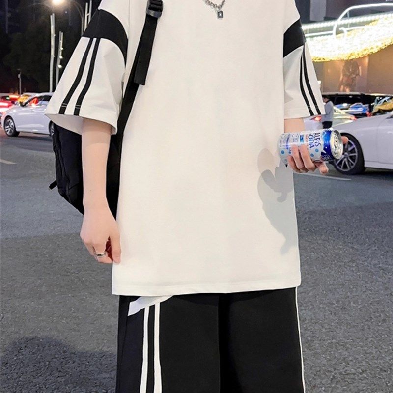 冰丝速干短袖t恤男生夏季12-15岁初中生青少年大龄儿童运动套装
