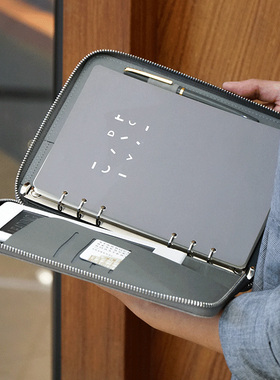 高档商务多功能活页笔记本子拉链包工作记I事本男生手账本定制log