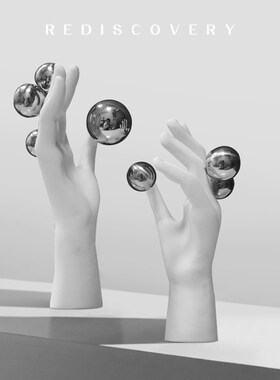 轻奢创意酒店样板间客厅玄关展厅酒柜简约艺术双手装饰品软装摆件