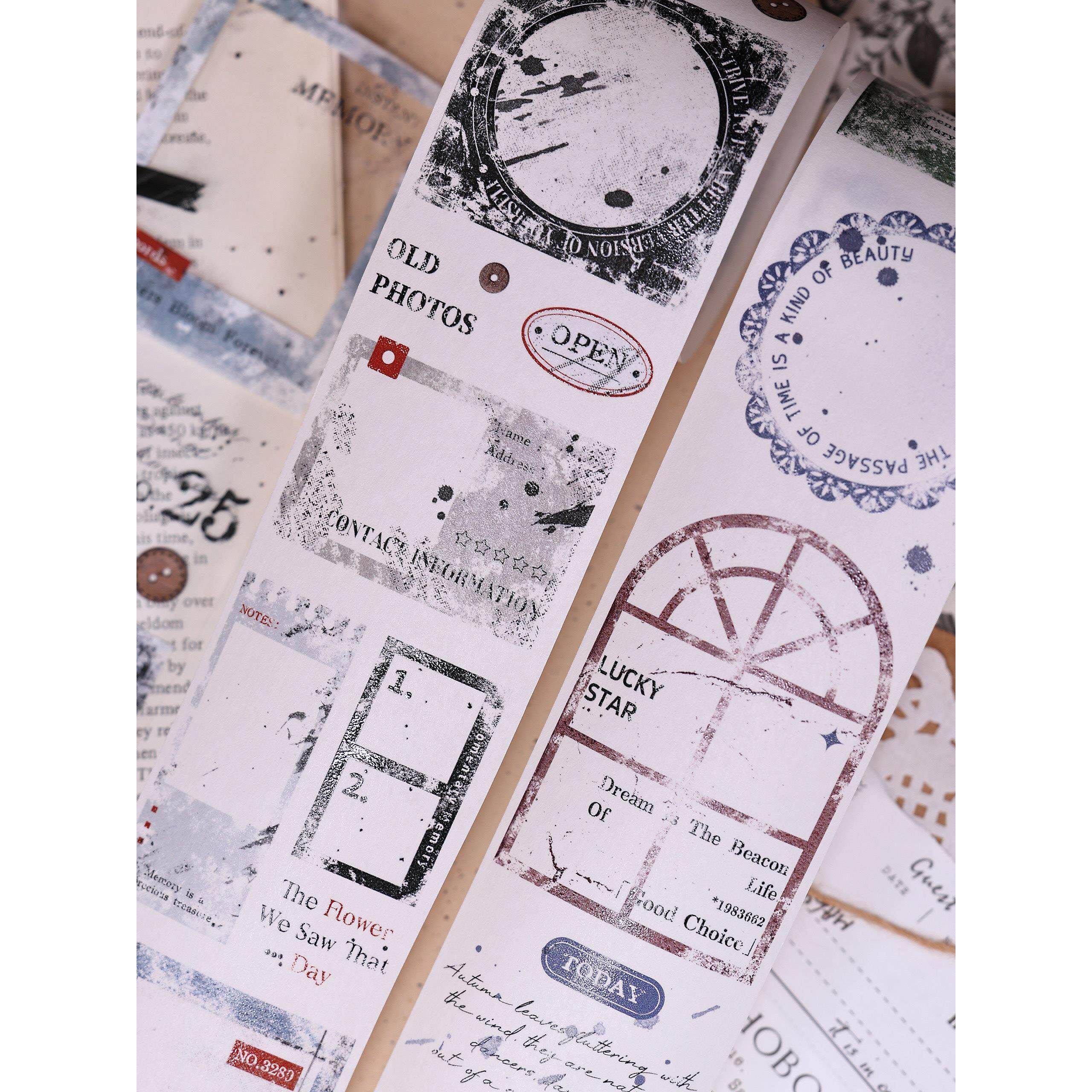 小白家文创新品【老相框】覆古英文文字边框及纸质宠物手册贴纸带