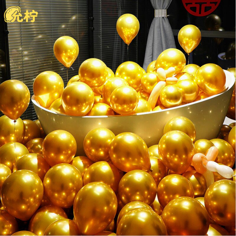 金色气球装饰金属金黄色多款加厚红色结婚生日周岁场景布置金汽球图片