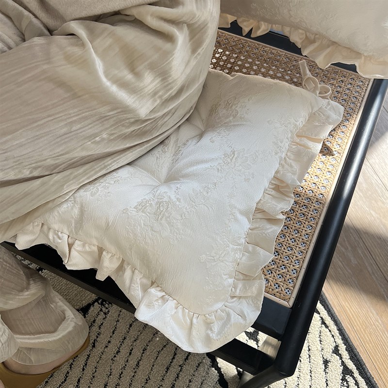 福笙 宫廷玫瑰荷叶边绑带座椅垫法式餐椅坐垫办公室屁股垫