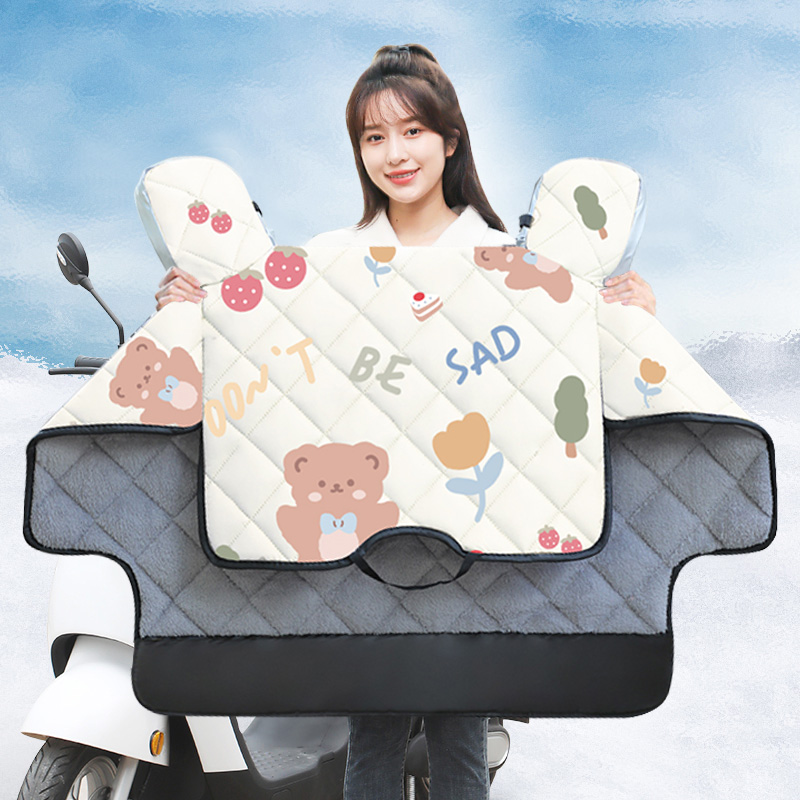 电动车挡风被冬季加绒加厚防雨水电瓶机车防风挡罩四季通用冬款