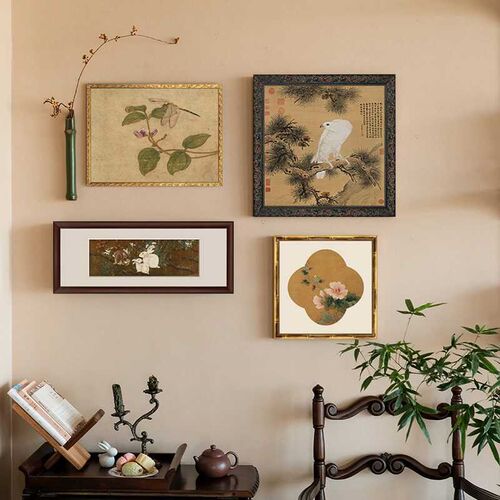 新客厅茶室卉装饰画中古风卧室书房挂画背景墙壁画