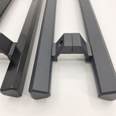 大门拉手咖啡色木门有框门把手铝合金黑色拉丝明装 孔距