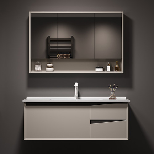 一体盆浴室柜现代实木智能镜柜洗手盆洗脸池洗漱台卫生间