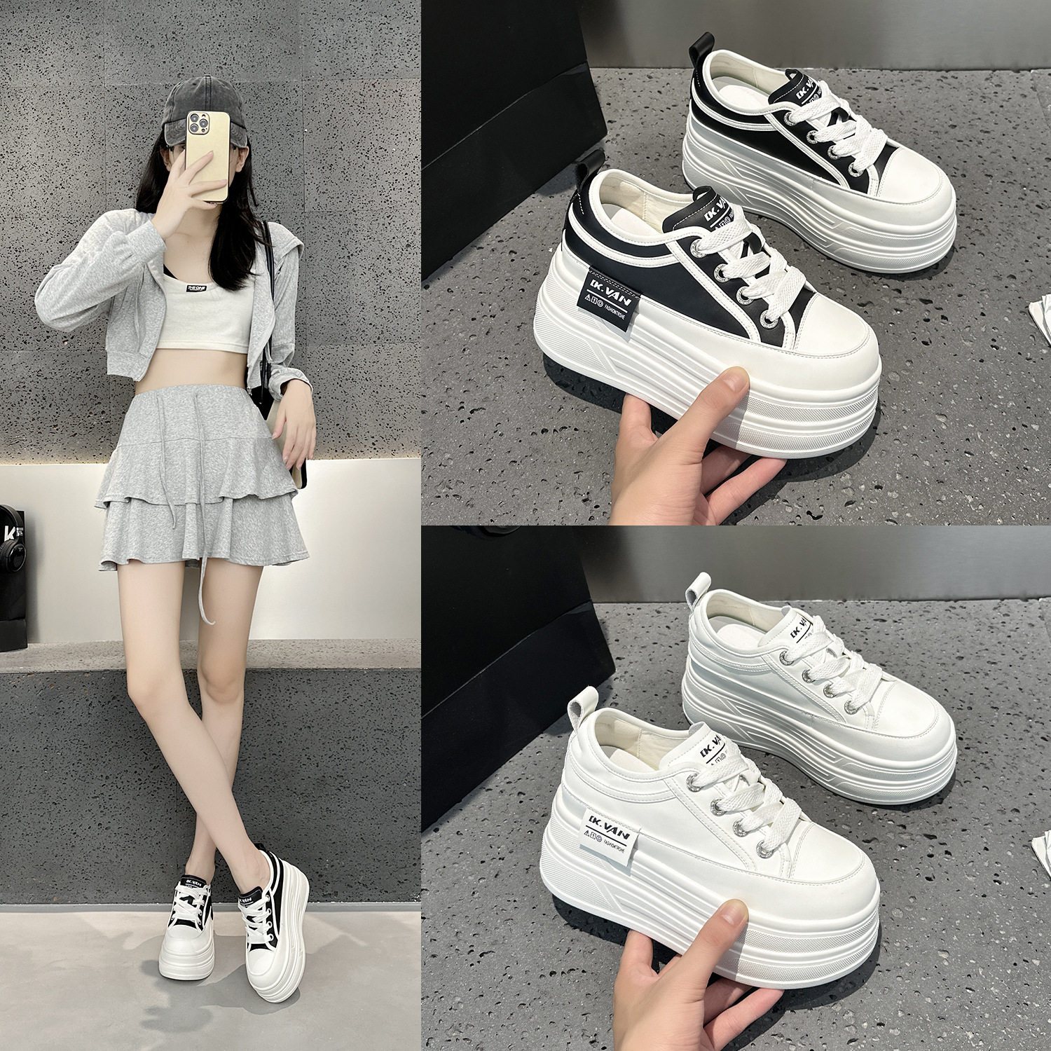 松糕厚底鞋子女高跟轻便显瘦2025秋季新款内增高小白鞋女板鞋女鞋