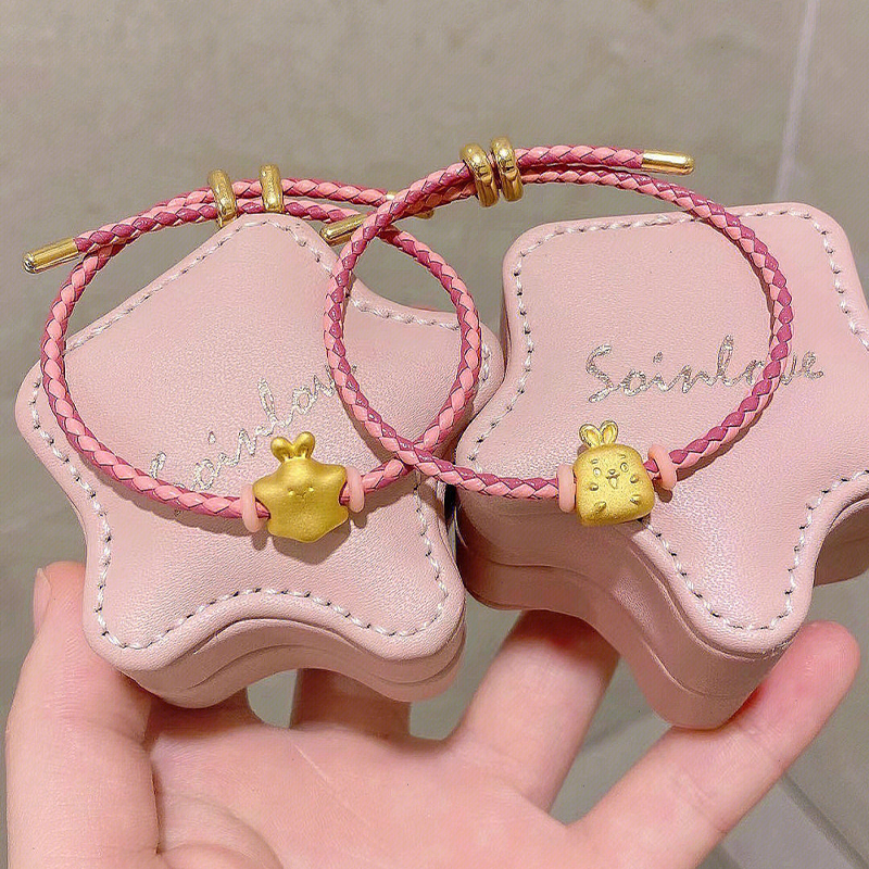 本命年星星兔手绳细小红绳手链女防水钢丝绳编织手串男转运珠皮绳