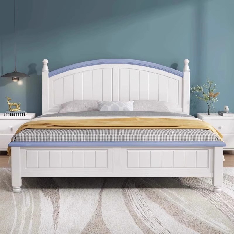 白色美式田园实木床1.8m简约单双人床次卧白色公主床奶油风儿童床