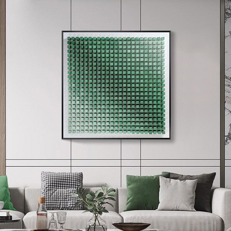 现代轻奢客厅装饰画木块雕刻实物画卧室酒店样板房走廊过道挂画