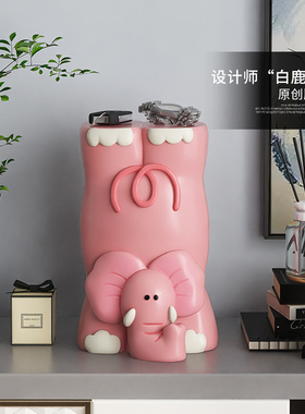 潮玩卡通动物酒柜装饰品摆件轻奢电视柜玄关钥匙收纳乔迁新居礼品