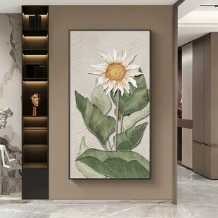 家大业大大芬村手绘油画绿v植入户玄关装饰画简约花卉走廊过道挂