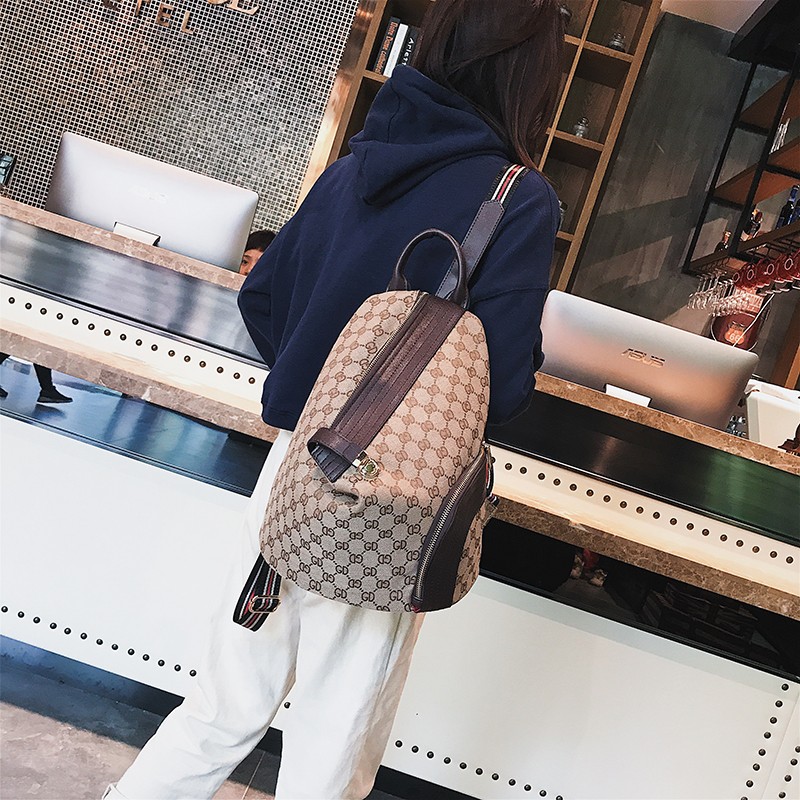 2021新款双肩包女包韩版百搭帆布书包休闲简约旅行包时尚单肩背包