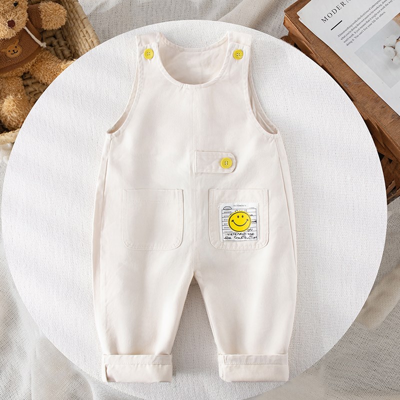 婴儿背带裤春秋白色一岁宝宝裤子护肚女孩男孩超洋气时尚童装儿童