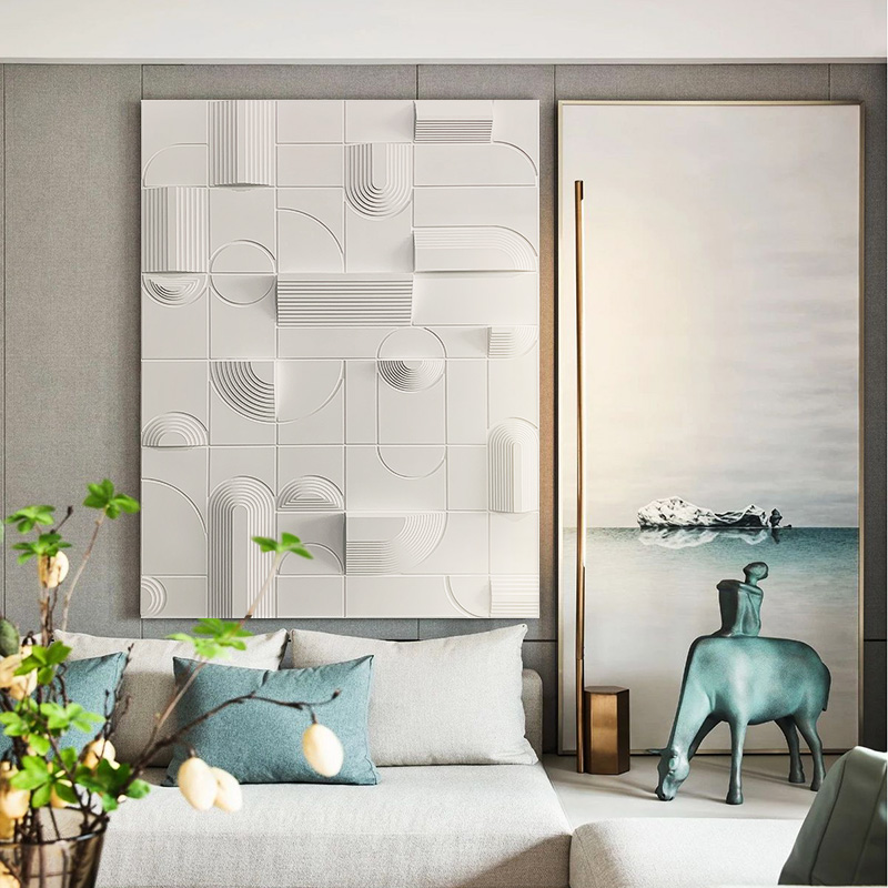 简约轻奢北欧抽j象几何立体雕刻装饰画样板房客厅沙发背景玄关挂图片