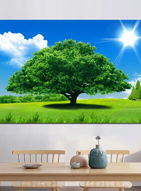 大树绿树风景画现代简约树木树林客厅餐厅挂画家居装饰画玄关贴画