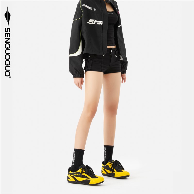森果果 赛车鞋/黄色德训鞋女2024早秋新款复古百搭内增高鞋子女鞋
