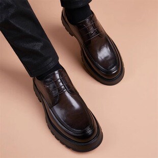 男鞋冬季2023新款增高s结婚新郎英伦商I务正装男士休闲大头皮鞋真