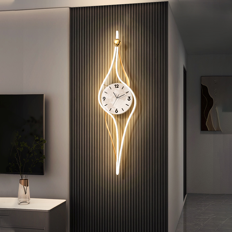 轻奢客厅电视背景墙钟p表挂钟高级感抽象极简立体时钟挂墙装饰壁