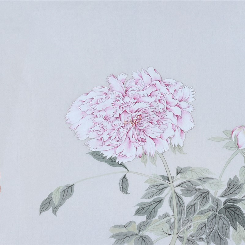 纯手绘国画古典没骨花鸟横幅牡丹字画新中式卧室书房客厅装饰挂画