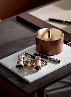 现代简约样板间书房桌垫签字笔装饰摆件 办公室桌面艺术装饰