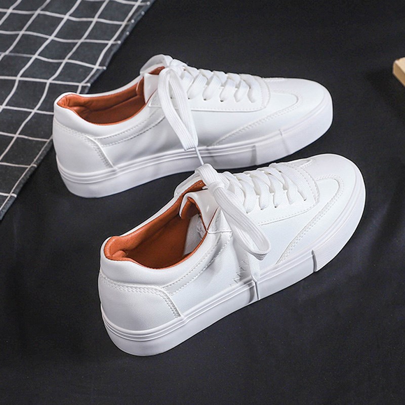 大码皮面帆布鞋女鞋胖脚q宽40一43学生百搭休闲平底单鞋42小白鞋4