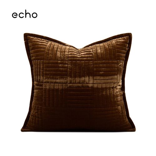软装样板房抱枕沙发客厅高级轻奢棕咖色绣花间棉方形靠枕床头靠垫
