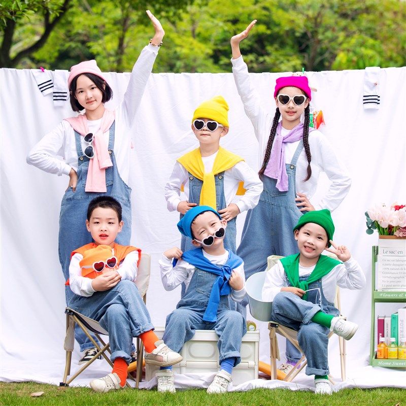 元旦演出服糖果色披肩秋冬牛仔背带裤亲子韩版运动会班服舞蹈服,童装/婴儿装/亲子装,儿童演出服,淘宝优惠券,粉丝福利购,淘宝优惠卷