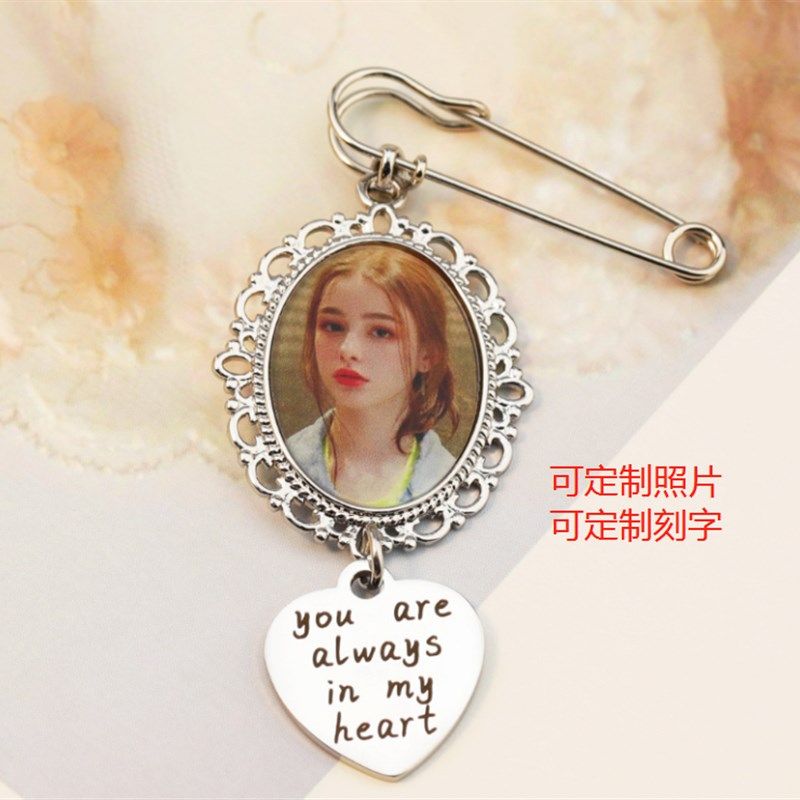 定制照片胸针相片可刻字个性DIY创意百搭女生毛衣配饰品情人礼物